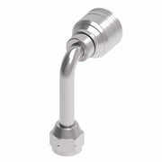 1AA6FSC6 Aeroquip by Danfoss | Female SAE 45° Swivel Long Drop 90° Tube Elbow (FSC) TTC Crimp Fitting | -06 Female 45° Swivel x -06 Hose Barb | Steel