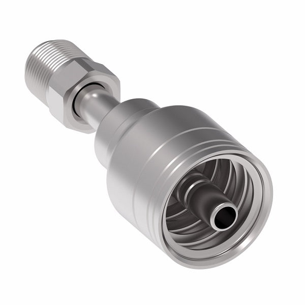 1AA5MF4 Aeroquip by Danfoss | 1 & 2 Wire TTC Male SAE Inverted Flare Swivel (MF) Crimp Fitting | -05 Male SAE Inverted Flare Swivel x -04 Hose Barb | Steel