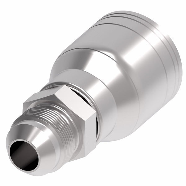 1AA6MJ6TZ Aeroquip by Danfoss | 1 & 2 Wire TTC Male JIC 37° (MJ) Crimp Fitting | -06 Male JIC 37° x -06 Hose Barb | Zinc-Nickel Plated Steel