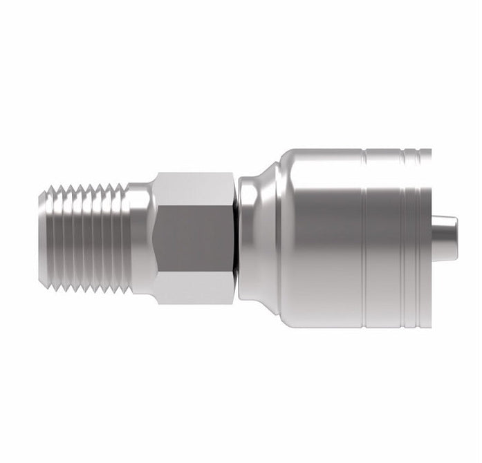1AA4MP4TZ Aeroquip by Danfoss | 1 & 2 Wire TTC Male Pipe Crimp Fitting (MP) | -04 Male Pipe x -04 Hose Barb | Zinc-Nickel Plated Steel