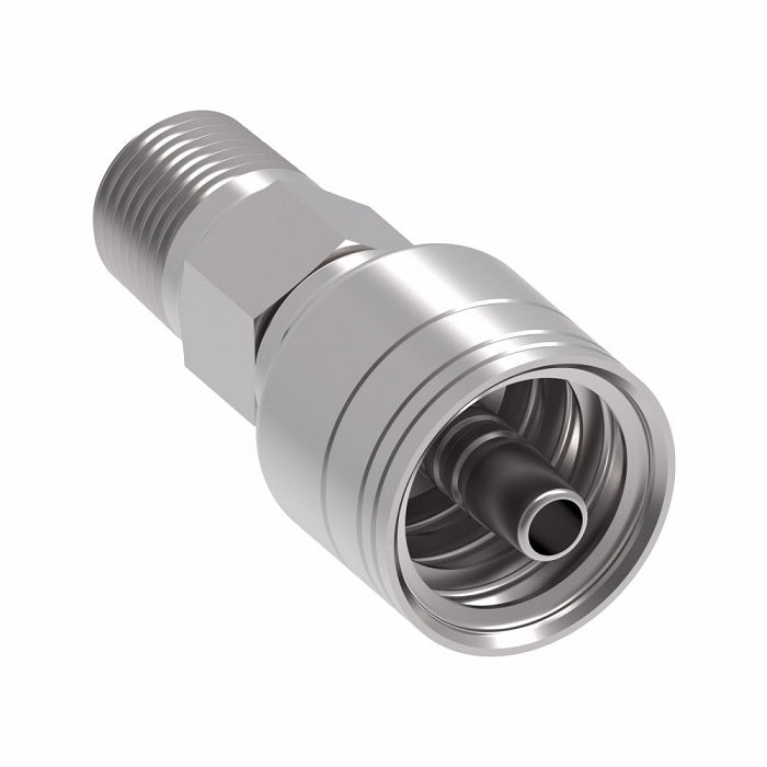 1AA6MP6C Aeroquip by Danfoss | 1 & 2 Wire TTC Male Pipe Crimp Fitting (MP) | -06 Male Pipe x -06 Hose Barb | Stainless Steel