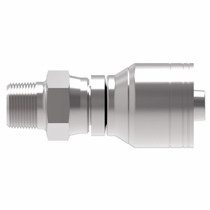 1AA6PS8 Aeroquip by Danfoss | 1 & 2 Wire TTC Male Pipe Swivel Crimp Fitting (PS) | -06 Male Pipe Swivel x -08 Hose Barb | Steel