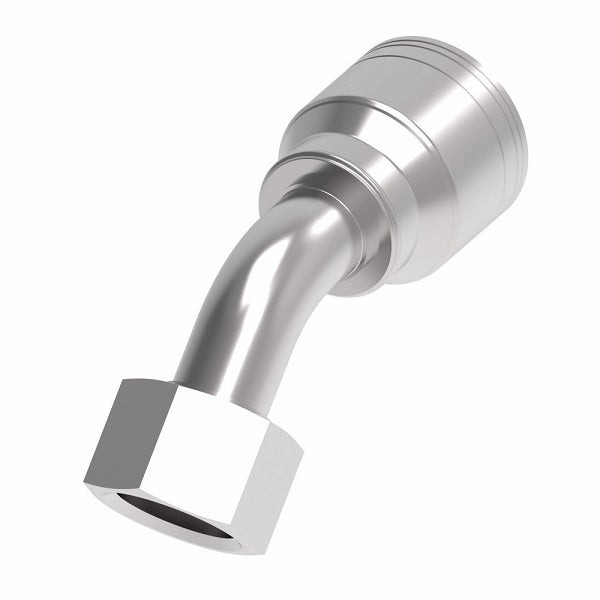 1A12BFA12 Aeroquip by Danfoss | 1 & 2 Wire TTC JIS/BSPP Female Swivel, 45° Elbow (BFA) Crimp Fitting | -12 Female BSPP Swivel x -12 Hose Barb | Steel