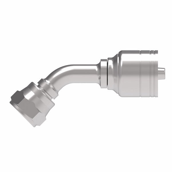 1A10BFA10 Aeroquip by Danfoss | 1 & 2 Wire TTC JIS/BSPP Female Swivel 45° Elbow (BFA) Crimp Fitting | -10 Female BSPP Swivel x -10 Hose Barb | Steel