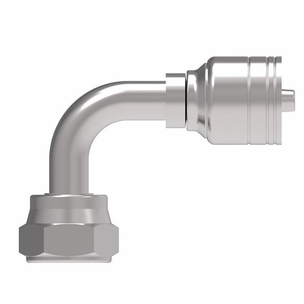 1A8BFB6 Aeroquip by Danfoss | 1 & 2 Wire TTC JIS/BSPP Female Swivel 90° Elbow (BFB) Crimp Fitting | -08 Female BSPP Swivel x -06 Hose Barb | Steel