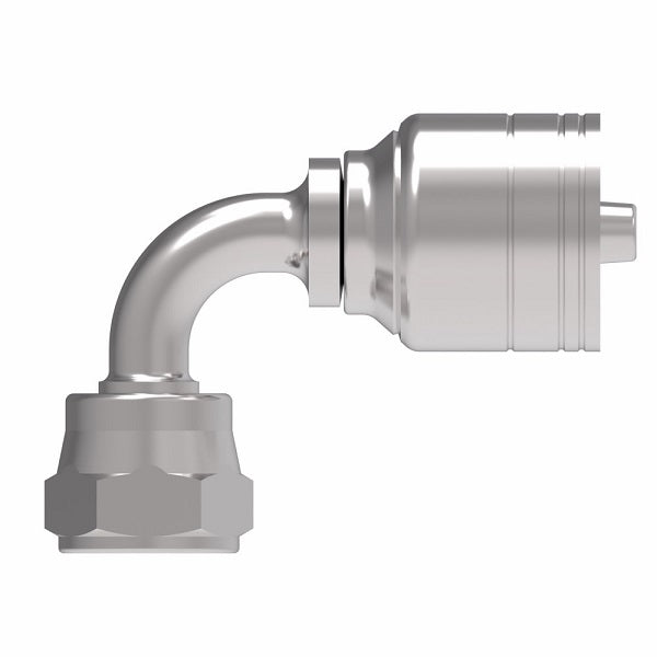 1A12BFB12 Aeroquip by Danfoss | 1 & 2 Wire TTC JIS/BSPP Female Swivel 90° Elbow (BFB) Crimp Fitting | -12 Female BSPP Swivel x -12 Hose Barb | Steel