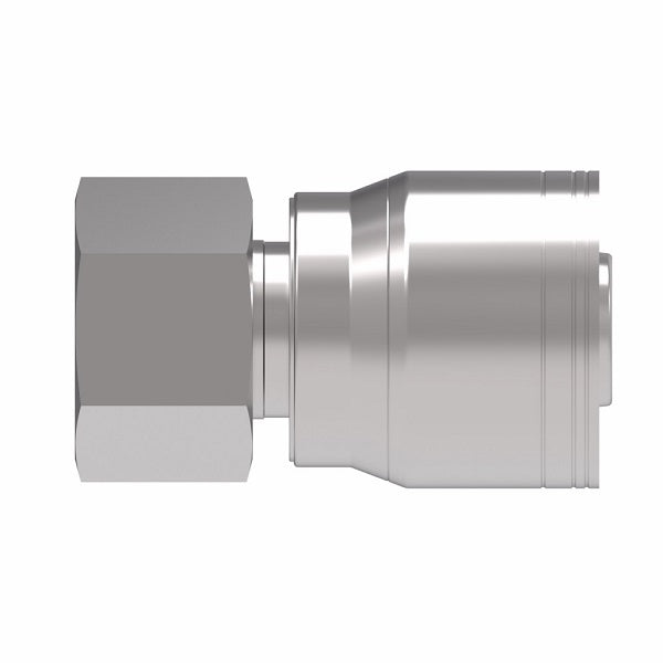 1A8BF6 Aeroquip by Danfoss | 1 & 2 Wire TTC JIS/BSPP Female Swivel (BF) Crimp Fitting | -08 Female BSPP Swivel x -06 Hose Barb | Steel