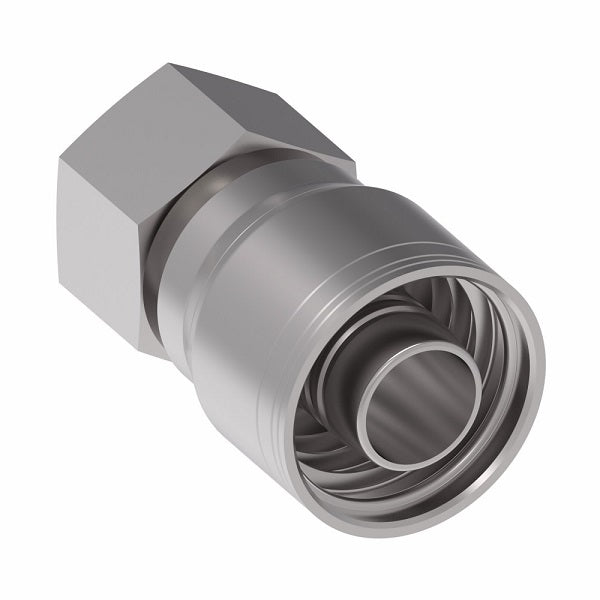 1A8BF6 Aeroquip by Danfoss | 1 & 2 Wire TTC JIS/BSPP Female Swivel (BF) Crimp Fitting | -08 Female BSPP Swivel x -06 Hose Barb | Steel