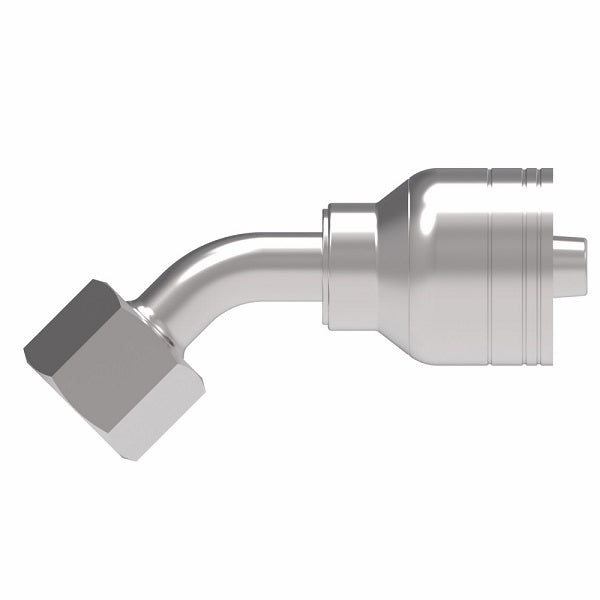 1A16DLA10 Aeroquip by Danfoss | 1 & 2 Wire TTC DKO Female Swivel, Light Duty, 45° Elbow (DLA) Crimp Fitting | L18 Female DKO/DIN x -10 Hose Barb | Steel