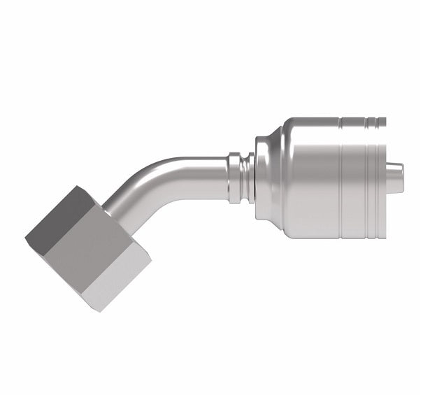 1A6DLA4 Aeroquip by Danfoss | 1 & 2 Wire TTC DKO Female Swivel, Light Duty, 45° Elbow (DLA) Crimp Fitting | L08 Female DKO/DIN x -04 Hose Barb | Steel