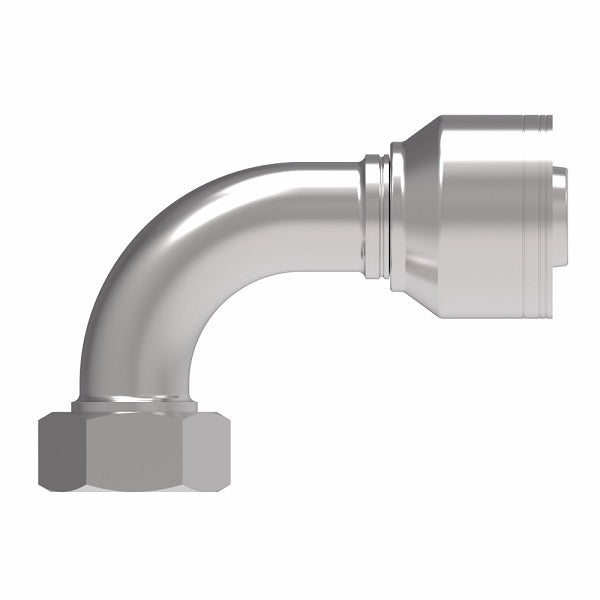 1A32DLB20 Aeroquip by Danfoss | 1 & 2 Wire TTC DKO Female Swivel, Light Duty, 90° Elbow (DLB) Crimp Fitting | L35 Female DKO/DIN x -20 Hose Barb | Steel