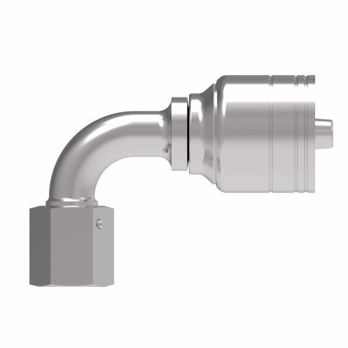 1A5DLB4 Aeroquip by Danfoss | 1 & 2 Wire TTC DKO Female Swivel, Light Duty, 90° Elbow (DLB) Crimp Fitting | L06 Female DKO/DIN x -04 Hose Barb | Steel