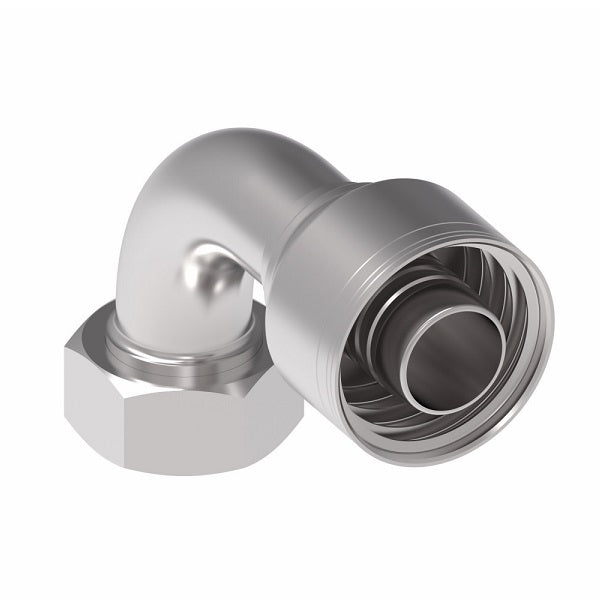 1A32DLB20 Aeroquip by Danfoss | 1 & 2 Wire TTC DKO Female Swivel, Light Duty, 90° Elbow (DLB) Crimp Fitting | L35 Female DKO/DIN x -20 Hose Barb | Steel