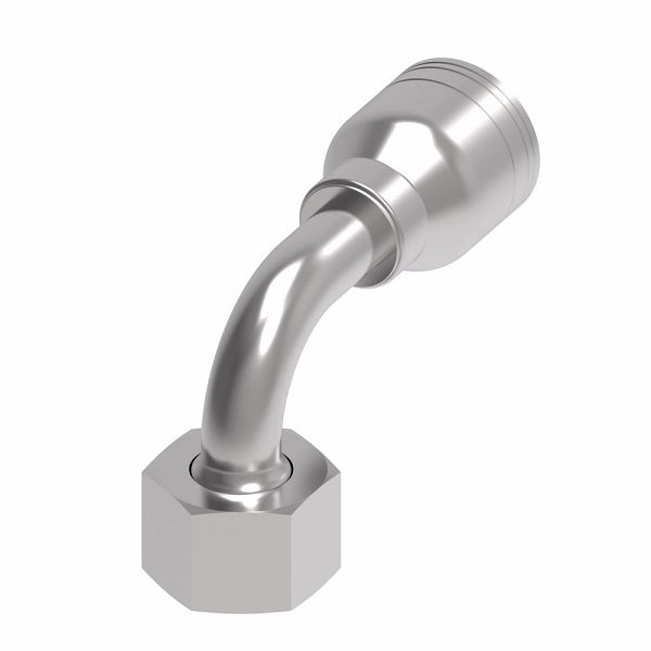 1A12DSB8 Aeroquip by Danfoss | 1 & 2 Wire TTC DKO Female Swivel, Heavy Duty, 90° Elbow (DSB) Crimp Fitting | S12 Female DKO/DIN x -08 Hose Barb | Steel