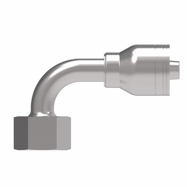 1A12DSB8 Aeroquip by Danfoss | 1 & 2 Wire TTC DKO Female Swivel, Heavy Duty, 90° Elbow (DSB) Crimp Fitting | S12 Female DKO/DIN x -08 Hose Barb | Steel