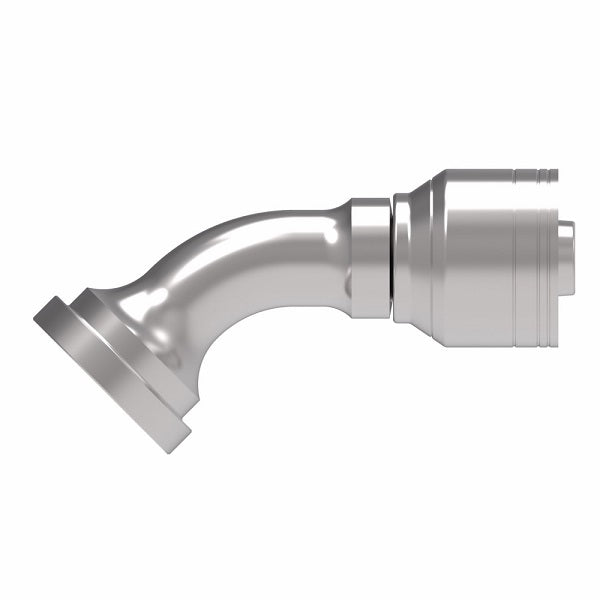 1A12FLA10 Aeroquip by Danfoss | 1 & 2 Wire TTC SAE Code 61 Split Flange 45° Elbow (FLA) Crimp Fitting | -12 Code 61 Split Flange x -10 Hose Barb | Steel