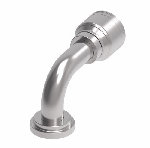 1A20FLB20.090 Aeroquip by Danfoss | 1 & 2 Wire TTC SAE Code 61 Split Flange 90° Elbow (FLB) Crimp Fitting | -20 Code 61 Split Flange x -20 Hose Barb | Steel