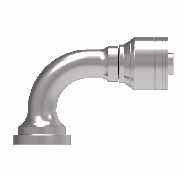 1A12FLB16 Aeroquip by Danfoss | 1 & 2 Wire TTC SAE Code 61 Split Flange 90° Elbow (FLB) Crimp Fitting | -12 Code 61 Split Flange x -16 Hose Barb | Steel