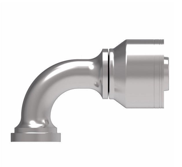 1A16FLB20 Aeroquip by Danfoss | 1 & 2 Wire TTC SAE Code 61 Split Flange 90° Elbow (FLB) Crimp Fitting | -16 Code 61 Split Flange x -20 Hose Barb | Steel