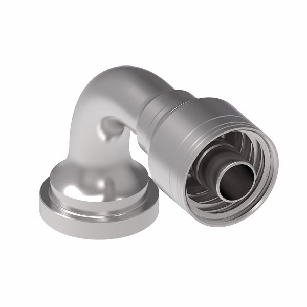 1A12FLB12 Aeroquip by Danfoss | 1 & 2 Wire TTC SAE Code 61 Split Flange 90° Elbow (FLB) Crimp Fitting | -12 Code 61 Split Flange x -12 Hose Barb | Steel