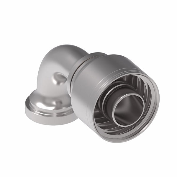 1A16FLB20 Aeroquip by Danfoss | 1 & 2 Wire TTC SAE Code 61 Split Flange 90° Elbow (FLB) Crimp Fitting | -16 Code 61 Split Flange x -20 Hose Barb | Steel