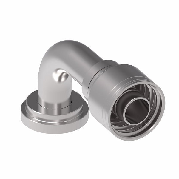 1A8FLB8 Aeroquip by Danfoss | 1 & 2 Wire TTC SAE Code 61 Split Flange 90° Elbow (FLB) Crimp Fitting | -08 Code 61 Split Flange x -08 Hose Barb | Steel