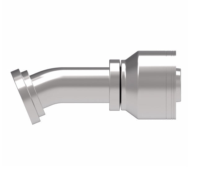 AEROQUIP FCM1027 45-Degree Elbow Hose End – 20 AN To 20 AN Female, Aluminum, Blue/Red Anodized