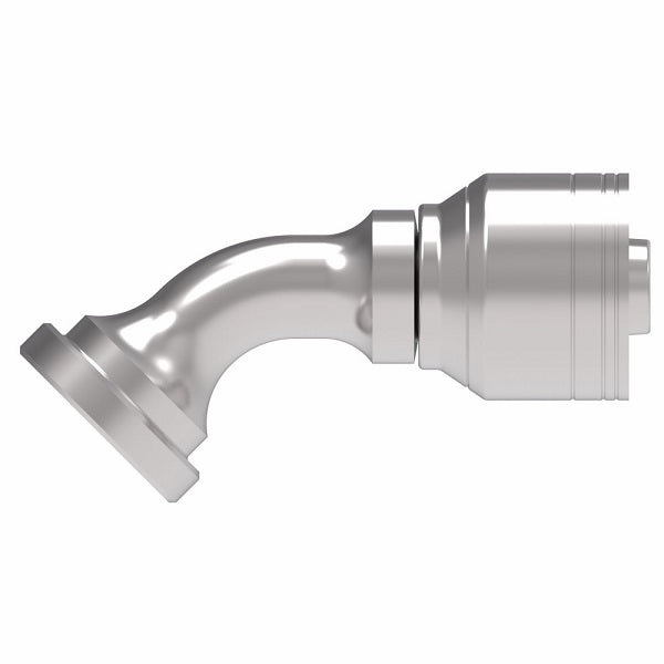 1A10KSA10 Aeroquip by Danfoss | 1 & 2 Wire TTC Komatsu Split Flange 45° Elbow (KSA) Crimp Fitting | -10 Komatsu Split Flange x -10 Hose Barb | Steel