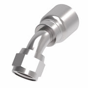 1GA10FJA10 Aeroquip by Danfoss | 1 & 2 Wire OTC Female JIC 37° Swivel 45° Elbow (FJA) Crimp Fitting | -10 Female JIC 37° Swivel x -10 Hose Barb | Steel