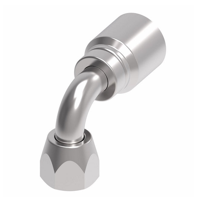 1GA8FJB8 Aeroquip by Danfoss | 1 & 2 Wire OTC Female JIC 37° Swivel 90° Elbow (FJB) Crimp Fitting | -08 Female JIC 37° Swivel x -08 Hose Barb | Steel