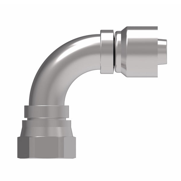 1GA24FJB24 Aeroquip by Danfoss | 1 & 2 Wire OTC Female JIC 37° Swivel 90° Elbow (FJB) Crimp Fitting | -24 Female JIC 37° Swivel x -24 Hose Barb | Steel