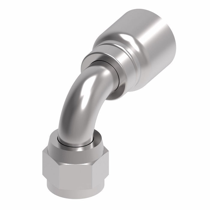 1GA10FJB10 Aeroquip by Danfoss | 1 & 2 Wire OTC Female JIC 37° Swivel 90° Elbow (FJB) Crimp Fitting | -10 Female JIC 37° Swivel x -10 Hose Barb | Steel