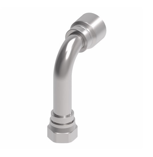 1GA16FJC16 Aeroquip by Danfoss | 1 & 2 Wire OTC Female JIC 37° Swivel 90° Long Drop Elbow (FJC) Crimp Fitting | -16 Female JIC 37° Swivel x -16 Hose Barb | Steel