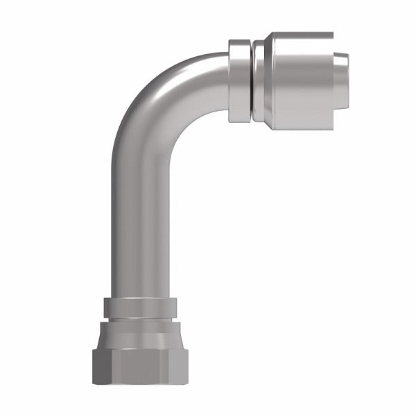 1GA16FJC16 Aeroquip by Danfoss | 1 & 2 Wire OTC Female JIC 37° Swivel 90° Long Drop Elbow (FJC) Crimp Fitting | -16 Female JIC 37° Swivel x -16 Hose Barb | Steel