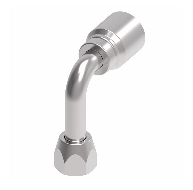 1GA12FJC12 Aeroquip by Danfoss | 1 & 2 Wire OTC Female JIC 37° Swivel 90° Long Drop Elbow (FJC) Crimp Fitting | -12 Female JIC 37° Swivel x -12 Hose Barb | Steel