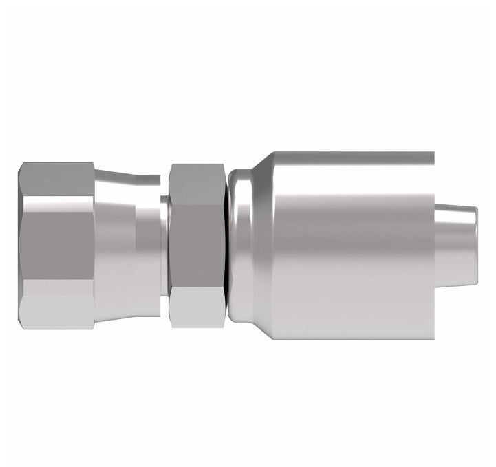 1GA12FJ10 Aeroquip by Danfoss | 1 & 2 Wire OTC Female JIC 37° Swivel (FJ) Crimp Fitting | -12 Female JIC 37° Swivel x -10 Hose Barb | Steel