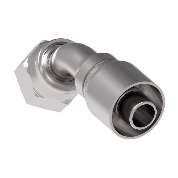 1GA8FRA8 Aeroquip by Danfoss | 1 & 2 Wire OTC Female ORS Swivel 45° Elbow (FRA) Crimp Fitting | -08 Female O-Ring Face Seal Swivel  x -08 Hose Barb | Steel