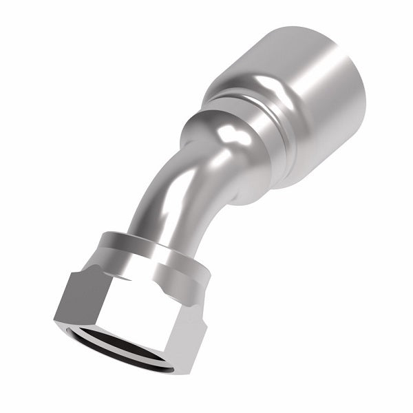 1GA8FRA8 Aeroquip by Danfoss | 1 & 2 Wire OTC Female ORS Swivel 45° Elbow (FRA) Crimp Fitting | -08 Female O-Ring Face Seal Swivel  x -08 Hose Barb | Steel