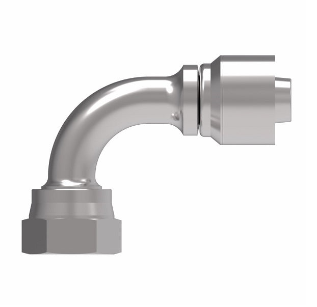 1GA16FRB16 Aeroquip by Danfoss | 1 & 2 Wire OTC Female ORS Swivel 90° Short Drop Elbow (FRB) Crimp Fitting | -16 Female O-Ring Face Seal Swivel x -16 Hose Barb | Steel