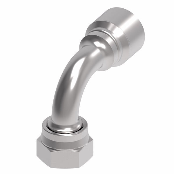 1GA12FRB12 Aeroquip by Danfoss | 1 & 2 Wire OTC Female ORS Swivel 90° Short Drop Elbow (FRB) Crimp Fitting | -12 Female O-Ring Face Seal Swivel x -12 Hose Barb | Steel