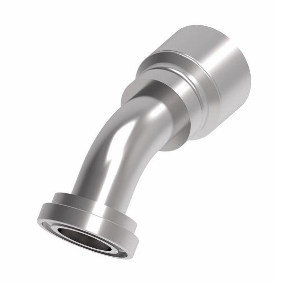 1G20FLA24 Aeroquip by Danfoss | 1 & 2 Wire OTC SAE Code 61 Split Flange 45° Elbow (FLA) Crimp Fitting | -20 Code 61 Split Flange x -24 Hose Barb | Steel
