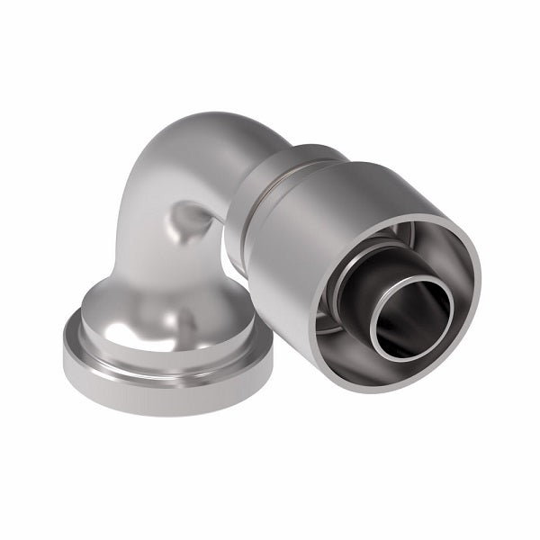 1G24FLB32 Aeroquip by Danfoss | 1 & 2 Wire OTC SAE Code 61 Split Flange 90° Elbow (FLB) Crimp Fitting | -24 Code 61 Split Flange x -32 Hose Barb | Steel