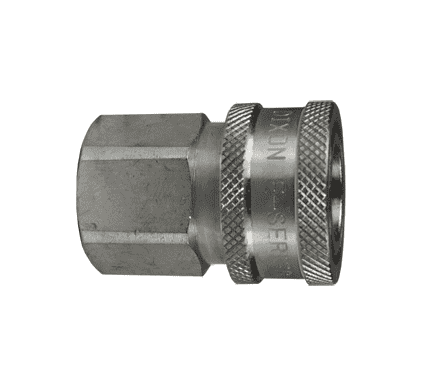 10EF10-S Dixon 303 Stainless Steel E-Series Quick Disconnect 1-1/4" Straight-Through Interchange Hydraulic Coupler - 1-1/4"-11-1/2 Female NPTF