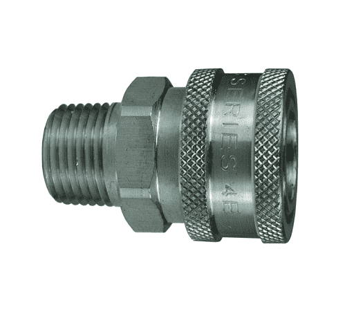 3EM3-S Dixon 303 Stainless SteelE-Series Quick Disconnect 3/8" Straight-Through Interchange Hydraulic Coupler - 3/8"-18 Male NPTF