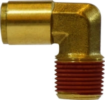 20074 (20-074) Midland Push-In Fitting - Fixed Male 90° Elbow - 1/2" Tube OD x 1/4" Male NPTF - Brass