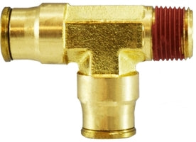 20093 (20-093) Midland Push-In Fitting - Fixed Male Run Tee - 1/4" Tube OD x 1/4" Male NPTF - Brass