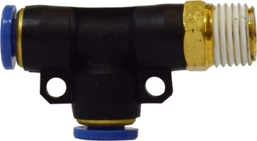 20100C (20-100C) Midland Push-In Fitting - Swivel Male Run Tee - 3/8" Tube OD x 1/4" Male NPT - Composite Body