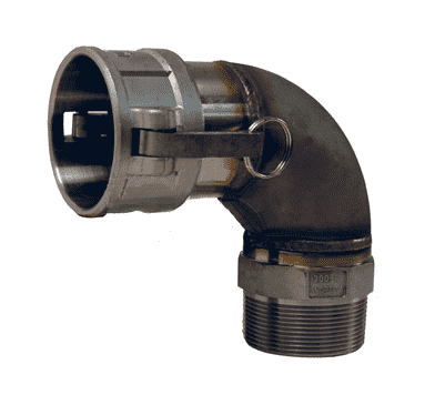 300B-90SS Dixon 3" 316 Stainless Steel Type B Cam and Groove 90 deg. Elbow - Female Coupler x Male NPT