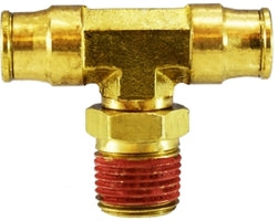 20104 (20-104) Midland Push-In Fitting - Swivel Male Branch Tee - 5/32" Tube OD x 10-32" Male NPTF - Brass