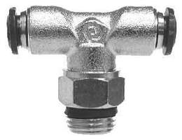 20103N (20-103N) Midland Push-In Fitting - Swivel Male Branch Tee - 1/8" Tube OD x 1/8" Male Global Thread - Nickel Plated Brass